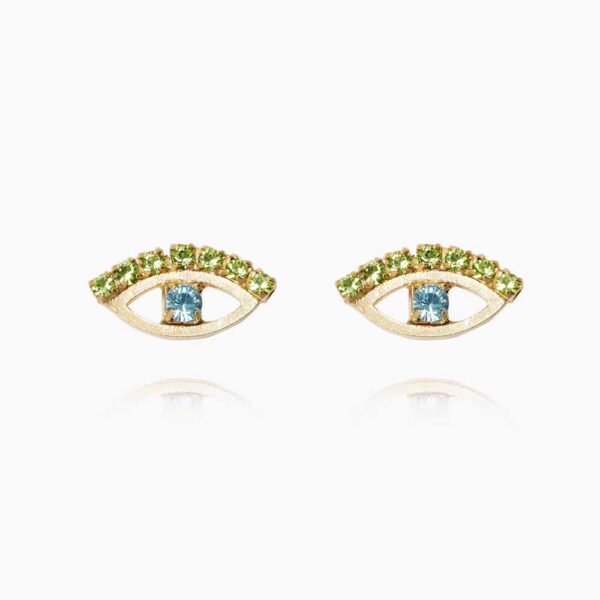 Petite Greek Eye Earrings / Green + Blue