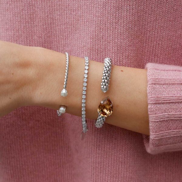 Δεύτερη φωτογραφία του προϊόντος Classic Rope Bracelet / Rhodium Light Colorado Topaz