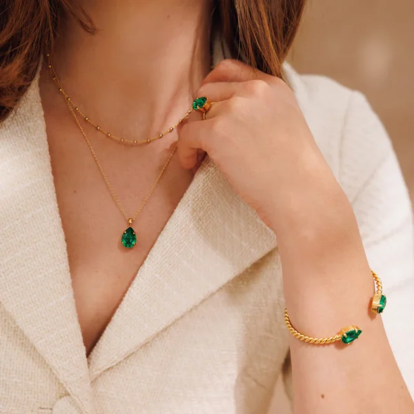 Mini Drop Bracelet / Gold Majestic Green - Image 4