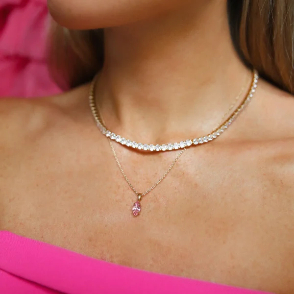 PETITE NAVETTE NECKLACE GOLD-LIGHT ROSE - Image 2