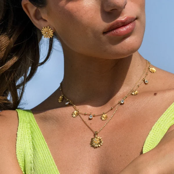 DAISY MULTI NECKLACE GOLD-CRYSTAL - Image 2