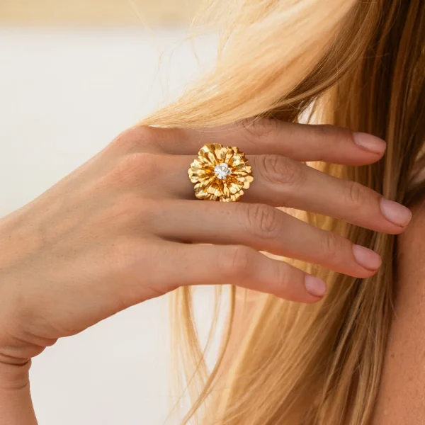 BLOSSOM RING GOLD-CRYSTAL - Image 2