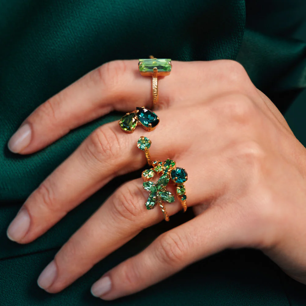 PETITE NAVETTE RING GOLD- Green Majestic - Image 2