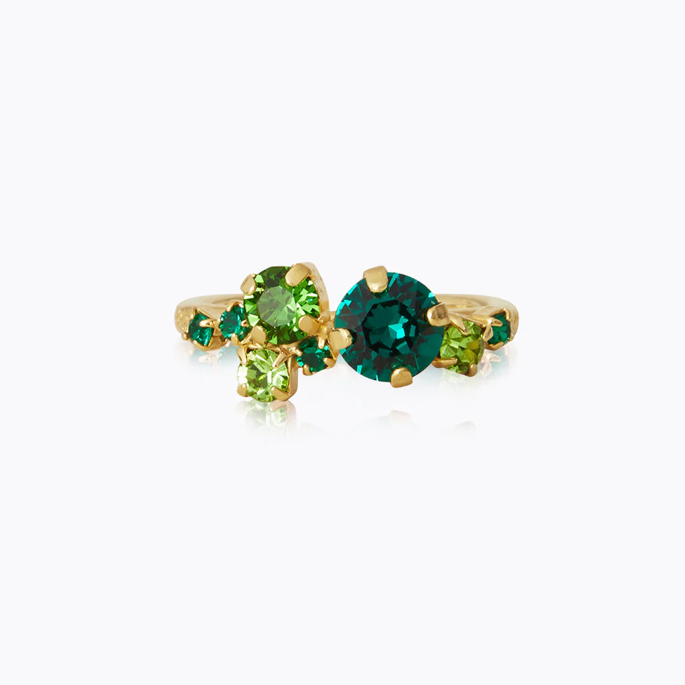 PETITE NAVETTE RING GOLD- Green Majestic