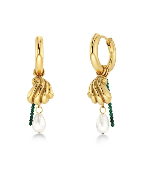 Shell Pearl Earrings Gold