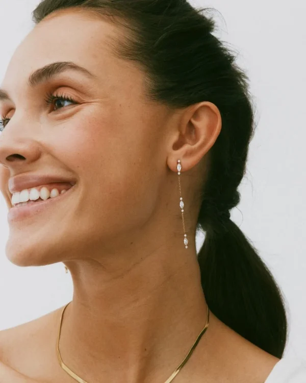 Petite Crystal Earrings Gold - Image 2