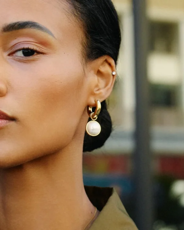 Pearl Hoops Gold/ L