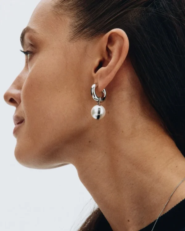 Pearl Hoops Silver/ L