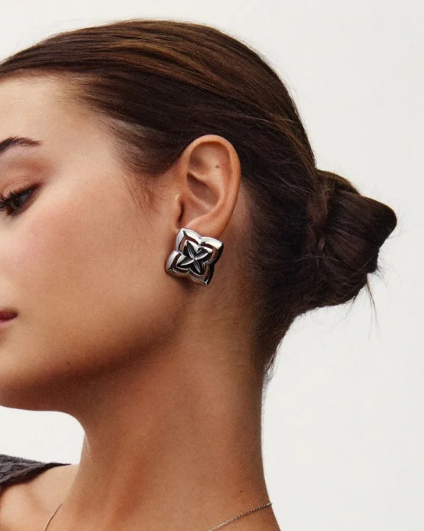 Crossflower Earrings Silver/ L