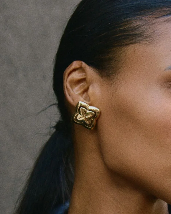 Crossflower Earrings Gold/ L - Image 2