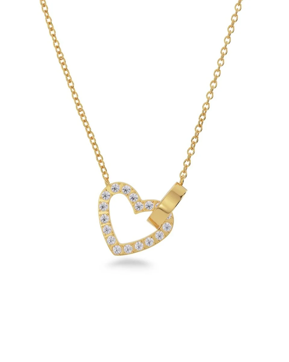 Heart Necklace Crystal/ Gold