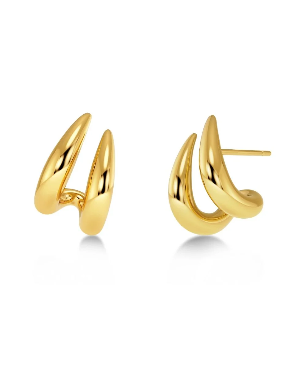 Double Tooth Earrings Gold