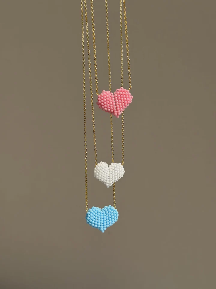Beaded white love necklace - Image 2