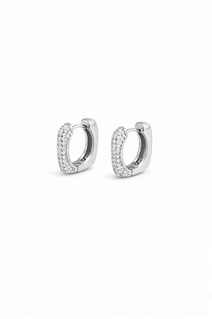 Chunky zircon silver earrings