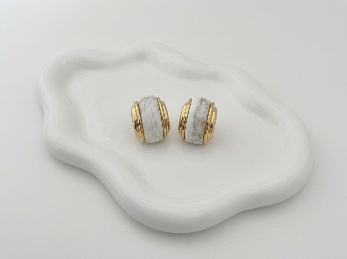 White Marble Earrings