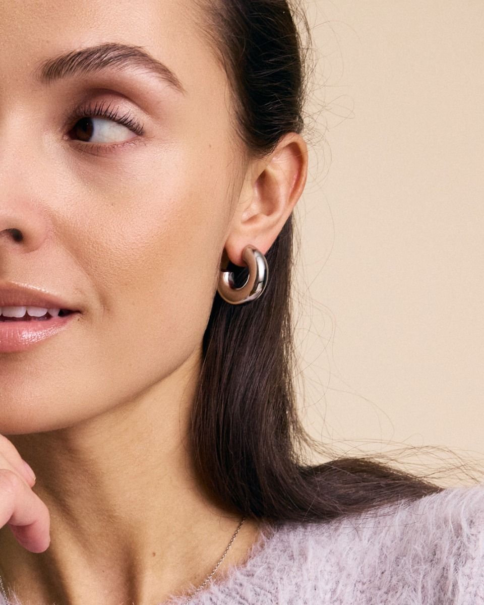 Chunky Silver Hoops - Image 2