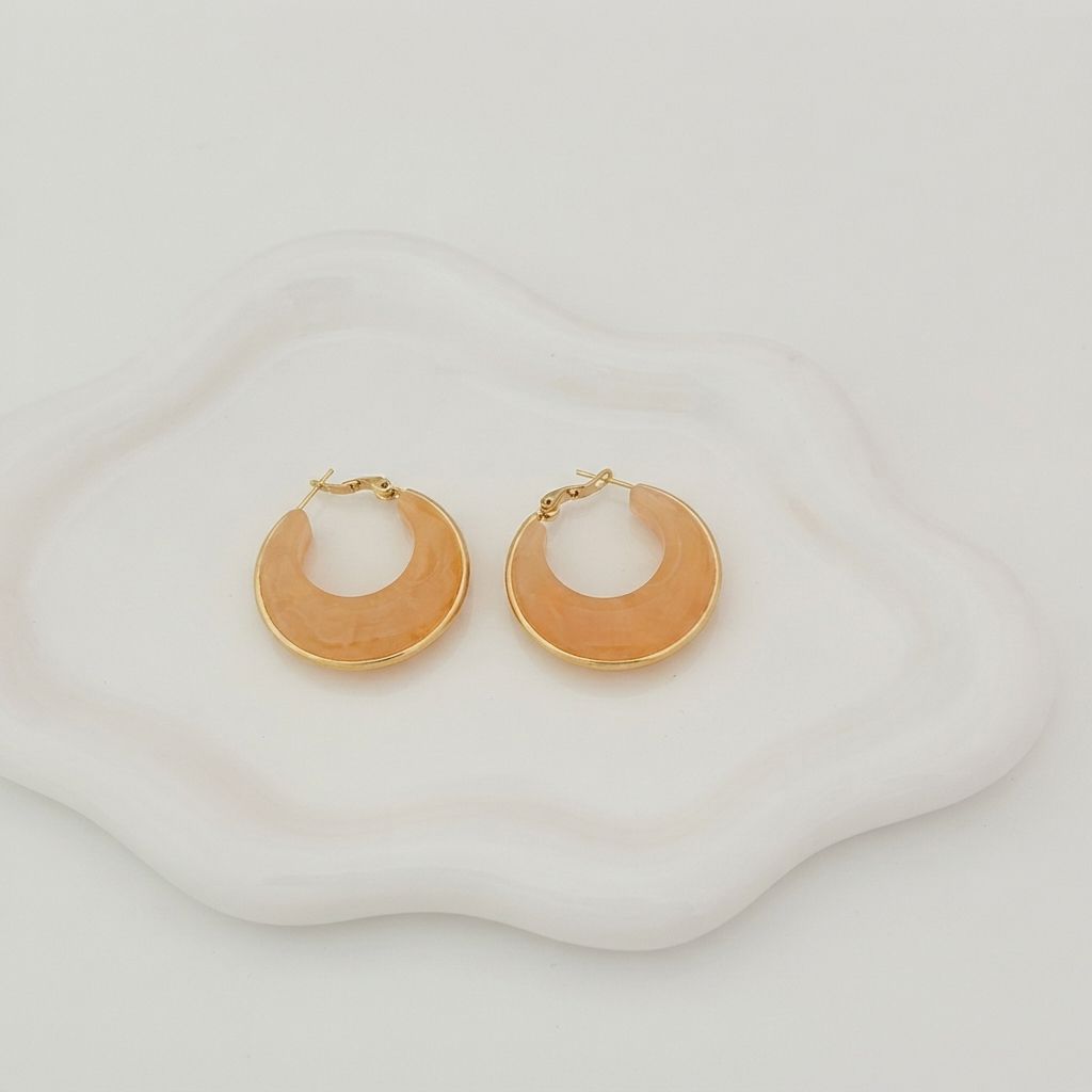 Peach Half Moon Earrings