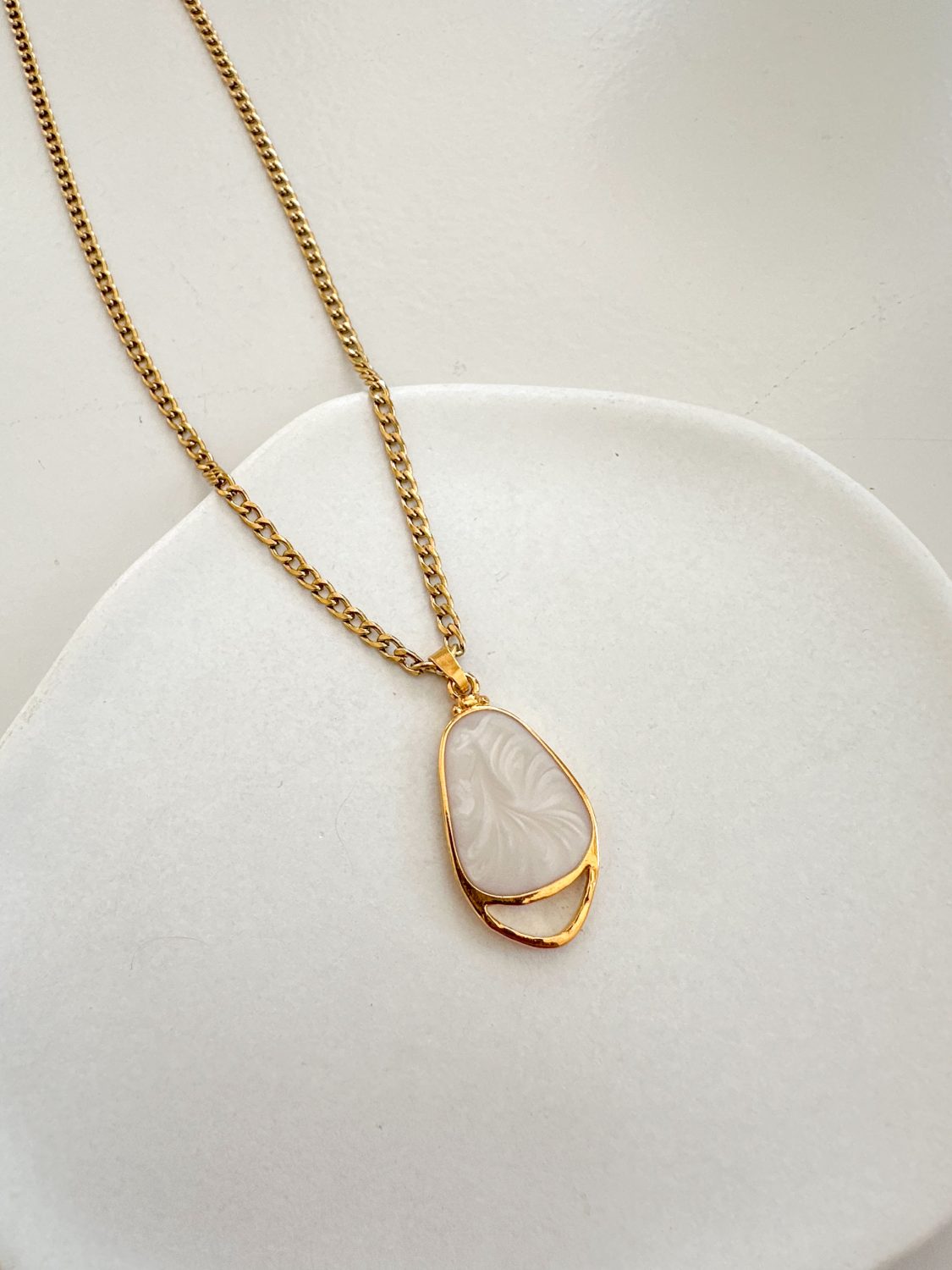 White Stone Gold Necklace