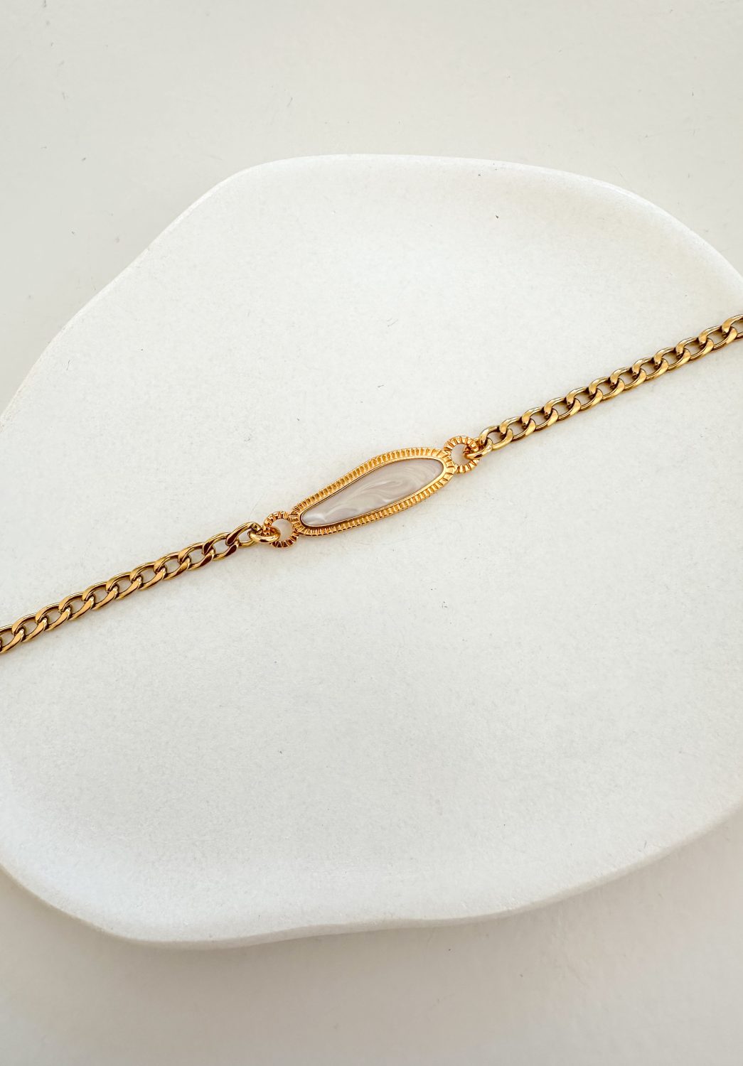 White Stone Bracelet/ Gold