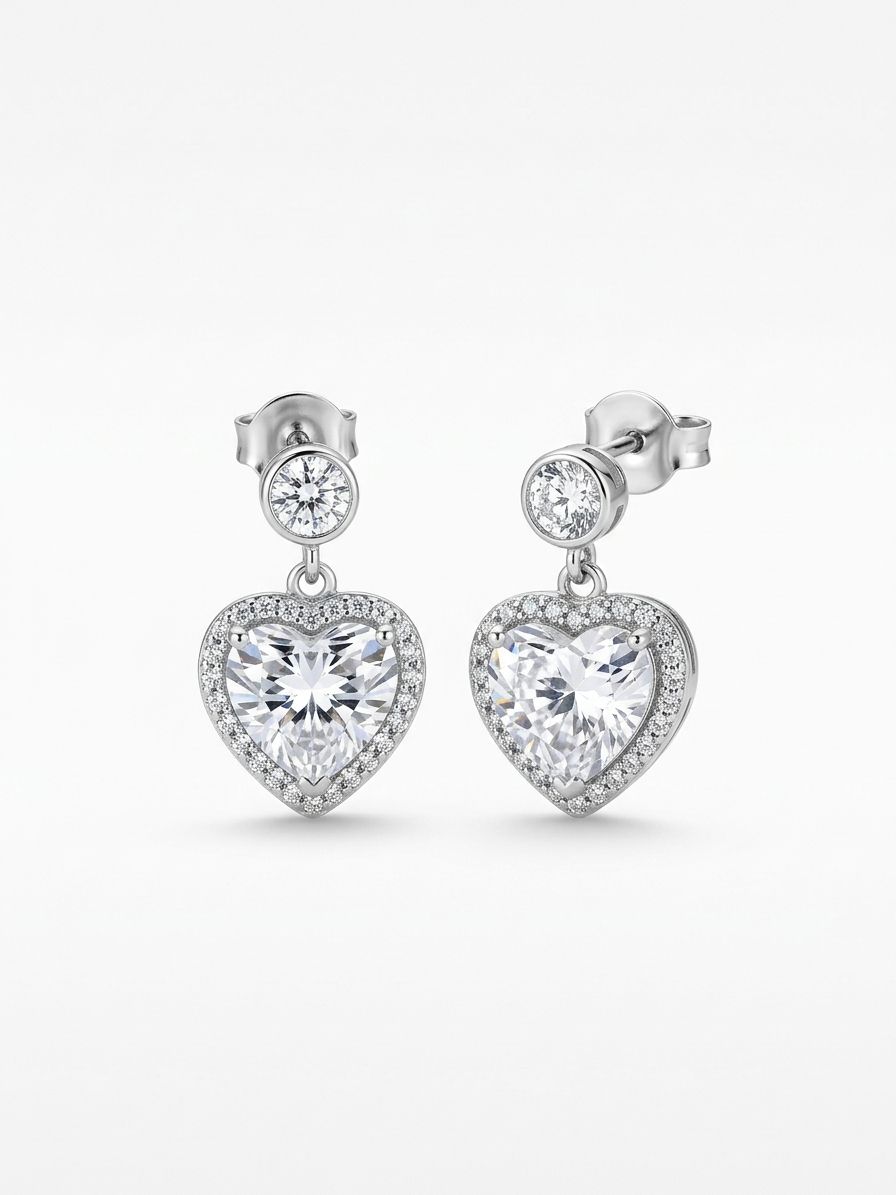 Elegant Heart Stud Earrings - Image 2