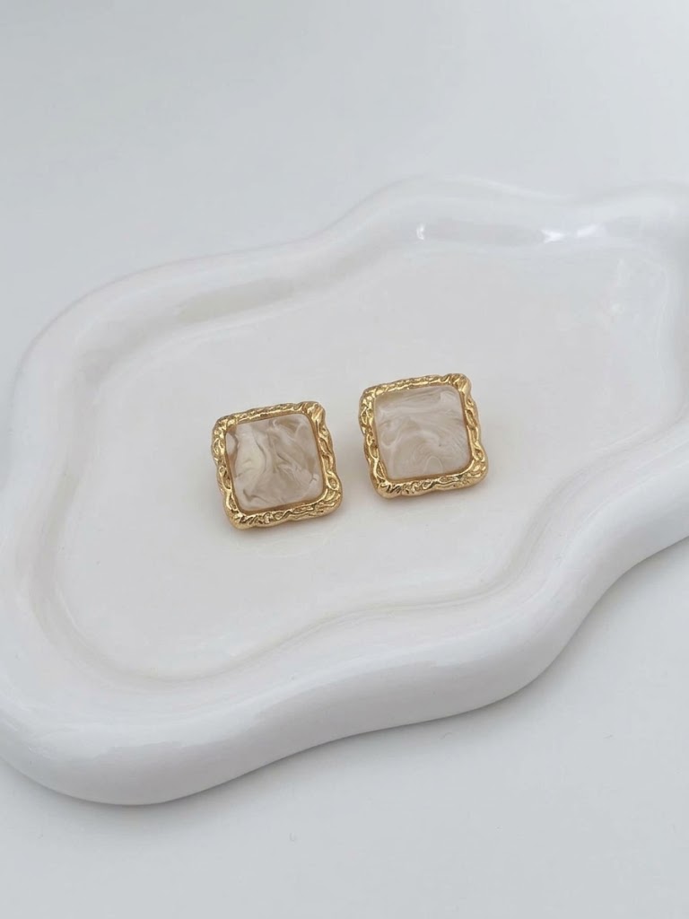 Vintage White Frame Earrings