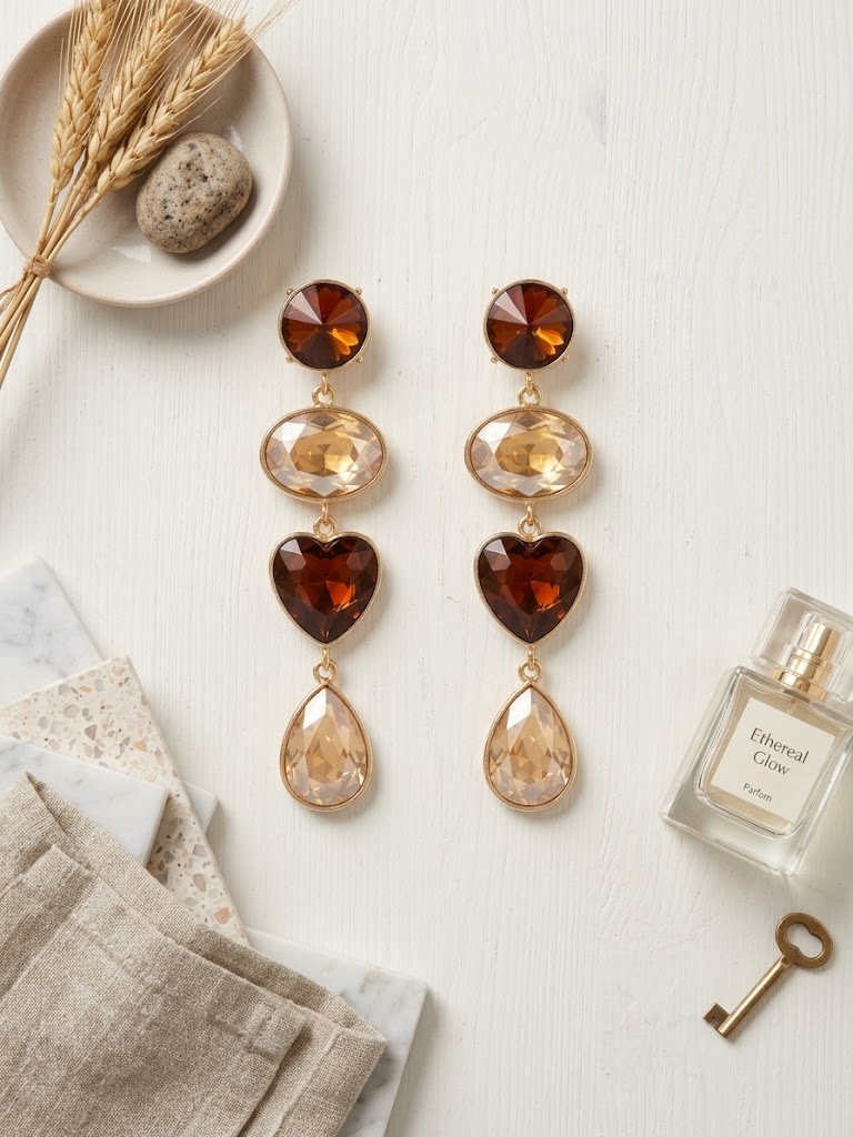 Vintage Amber Crystal Earrings