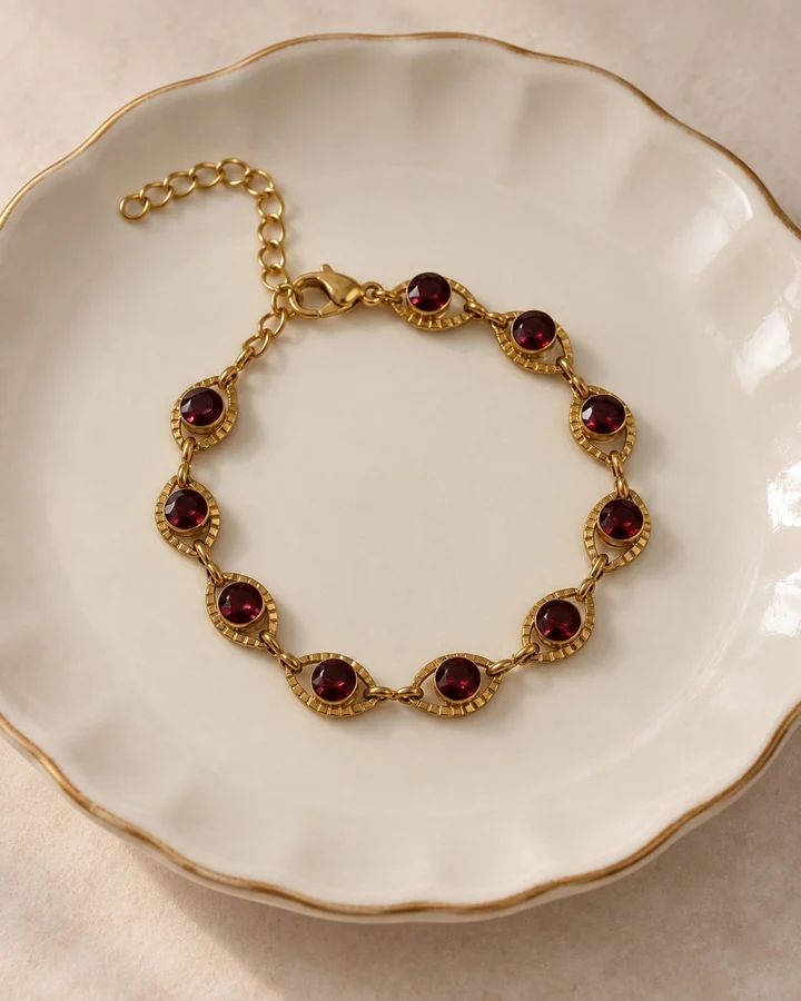 Sparkling Eye Burgundy Bracelet