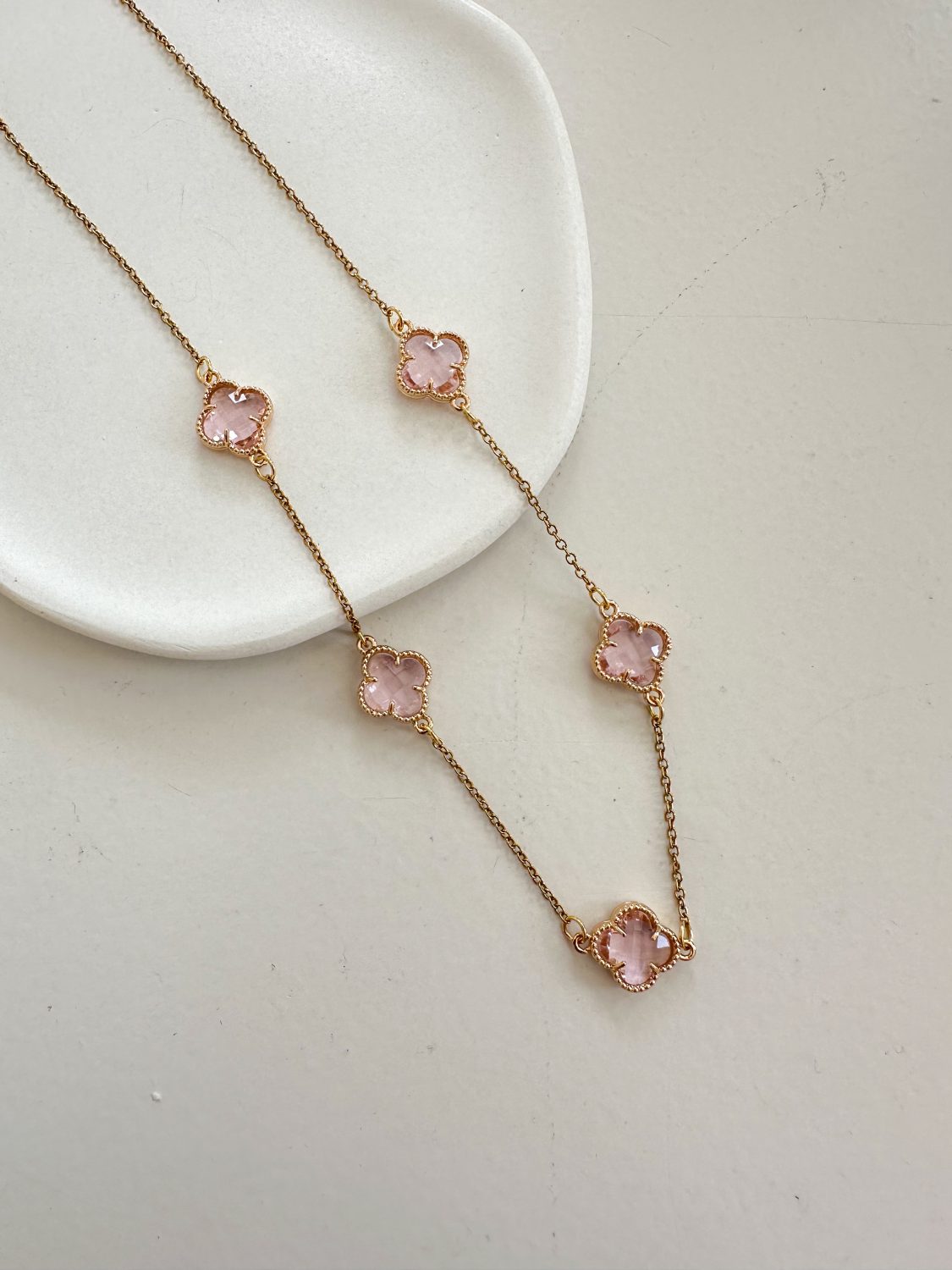 Pink Bloom Necklace Gold