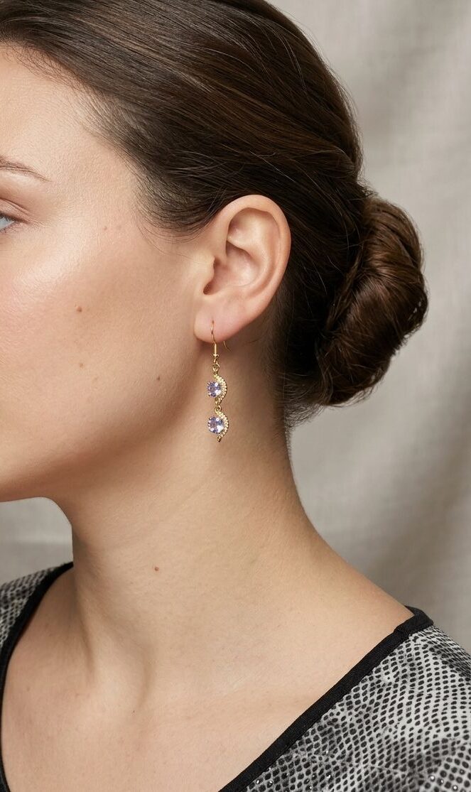 Lilac Eye Earrings Gold