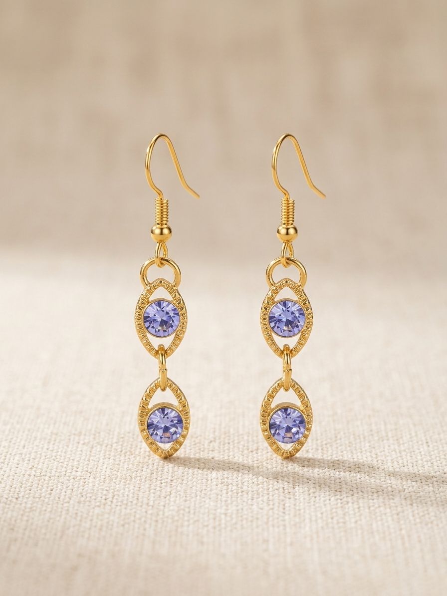 Lilac Eye Earrings Gold - Image 2