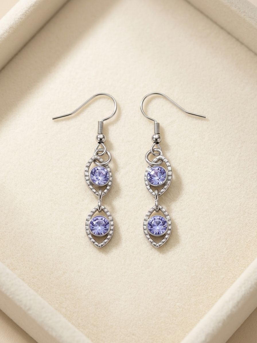 Lilac Eye Earrings Silver - Image 2