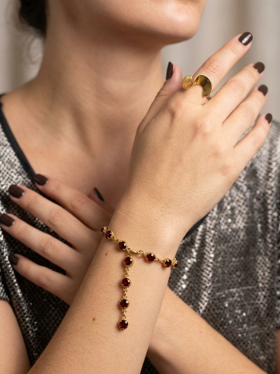 Sparkling Eye Burgundy Bracelet - Image 3